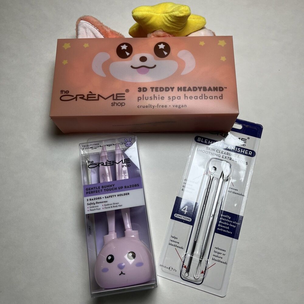The Crème Shop 3D Teddy Headyband Touch Up Razors Beauty Bundle